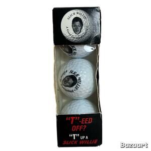 3 Count "Slick Willie" President Bill Clinton Golf Balls 90s Funny Collectible